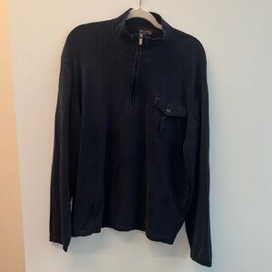 Michael Kors Men's Big & Tall Dark Blue Navy Sweater with Zip-Up